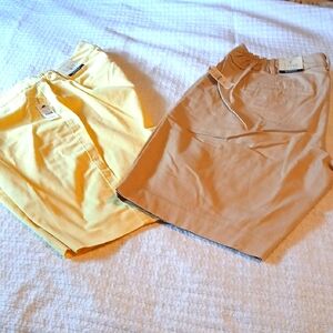 NWT Talbots Yellow and Tan Bermuda Short Set Casual Style Size 14w